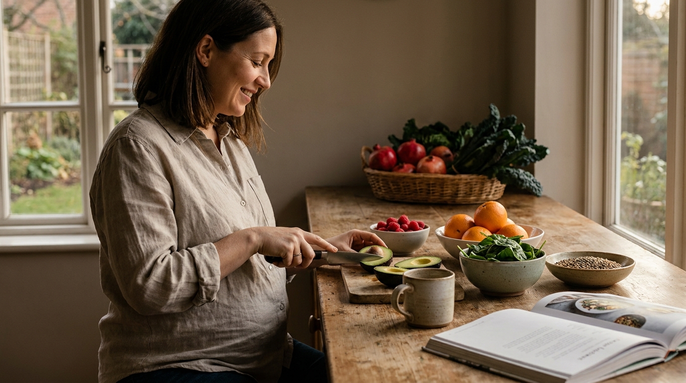 Which fruits are highest in folate and iron during pregnancy?
